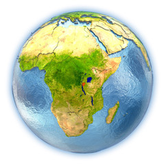 Burundi on isolated globe
