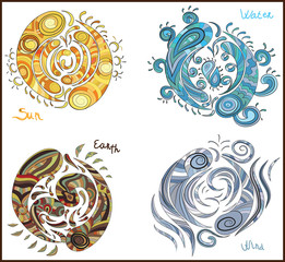 Hand drawn four elements 