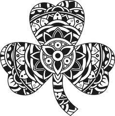Vector illustration of a mandala clover silhouette