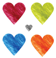 Four colorful hearts