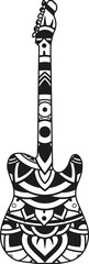 Vector illustration of a mandala guitar silhouette