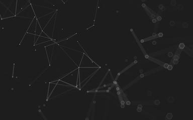 Abstract polygonal space low poly dark background, 3d rendering