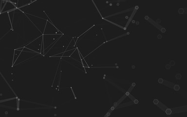 Abstract polygonal space low poly dark background, 3d rendering