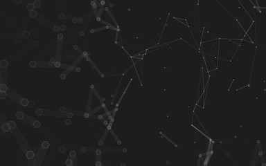 Abstract polygonal space low poly dark background, 3d rendering