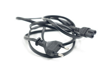 black charger wire on the white background