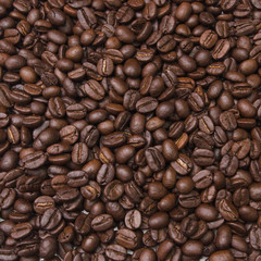 Close-up of coffee beans for background and texture.