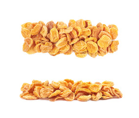 Pile of dried apricots isolated
