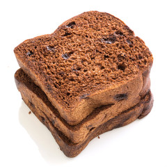 chocolate bread on white background