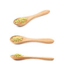 Spoon full of candy sprinkles isolated