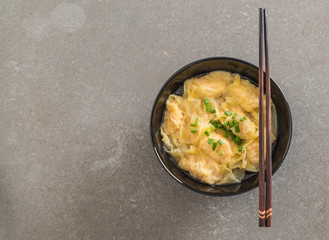 Wanton soup on table
