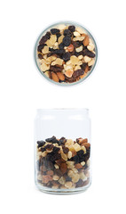 Jar of nuts and dried fruits