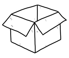 paper box / cartoon vector and illustration, black and white, hand drawn, sketch style, isolated on white background.