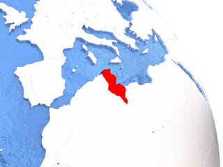 Tunisia on elegant globe