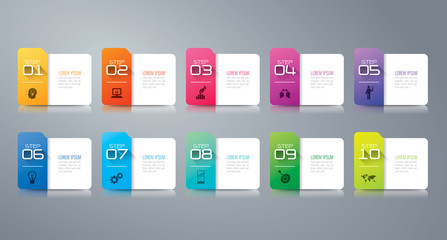 Folder infographics design vector and business icons with 10 options.