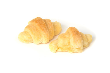 Mini croissants isolated on white background.