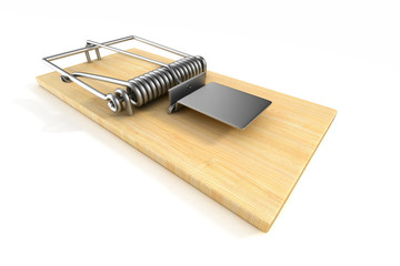 mousetrap on white background. Isolated 3D image