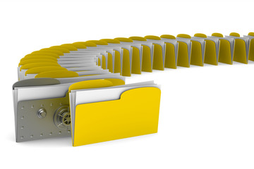 computer folder with lock on white background. Isolated 3d image