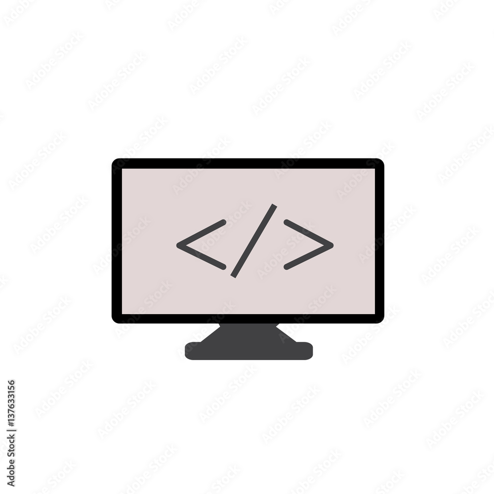 Aufkleber coding icon on white background. coding sign.