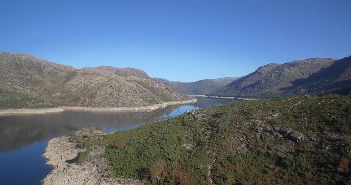 Aerial, Flight Over Rio Homem, Portugal - Native Material, straight out of the cam