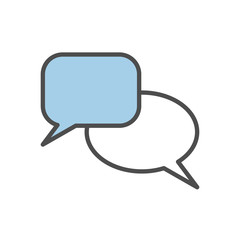 Isolated chat icon on white background. Sign for discussion, messaging and communication.