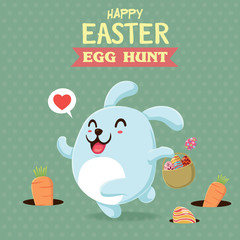 PrintVintage Easter Egg poster design with Easter rabbit