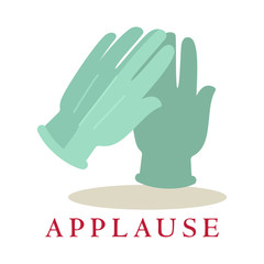 Applause gloves icon silhouette isolated on white background. Bravo logo.
