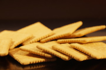 sweet crackers are isolated on a black background