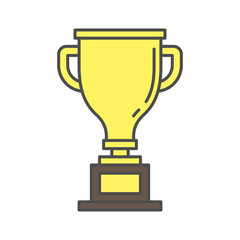 Isolated golden cup icon on white background. Symbol of win, leadership and competition.