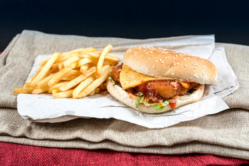 Cheese burger - American cheese chicken burger with fresh salad