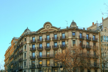 Obraz premium Cityscape in Barcelona Europe - street view of Old town in Barcelona, Spain