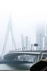 Obraz premium ROTTERDAM, Netherlands - February 7, 2017 : Street view of Rotterdam City Netherlands. back to 1270 when a dam was constructed in the Rotte river by people settled around it for safety.