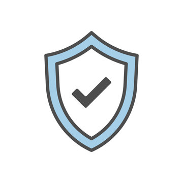 Isolated shield icon with checkmark on white background