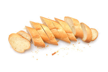 Sliced French bread on white background - isolated
