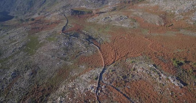 Aerial, Flying In The Mountainous Landscape Of Parque Nacional Peneda-Geres, Portugal - Native Material, straight out of the cam