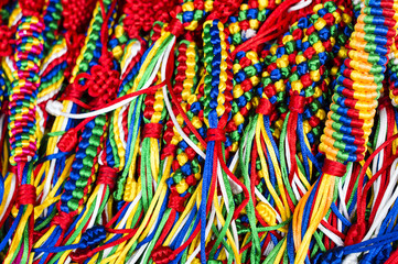 Tibetan bracelets near Kumbum Monastery in Lusar, Qinghai province, China