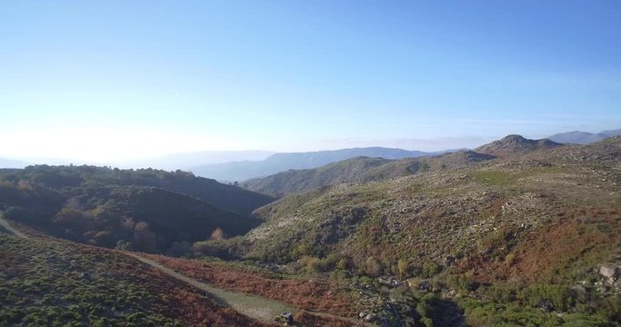 Aerial, Flying In The Mountainous Landscape Of Parque Nacional Peneda-Geres, Portugal - Native Material, straight out of the cam
