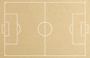 Soccer (Football) field with white line on recycled paper.