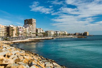Fototapeta na wymiar Beach and cityscape of Torrevieja,Spain
