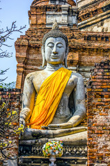 Old pagoda at Wat yai chai mongkok at ayutthaya in thailand