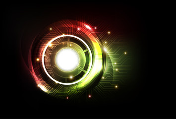 Red and Green Abstract Futuristic Technology Background, vector