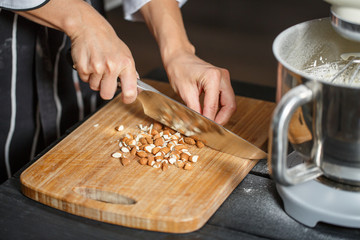 almonds cutting knife