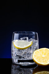 Glass glass of water with lemon