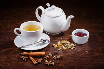 Teapot and a cup of tea