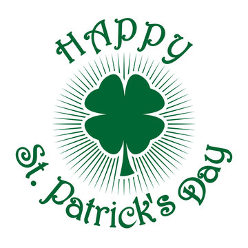 Shamrock clover. Green clover icon isolated on white background. Green four leaf clover. St. Patrick's Day celebration symbol. Vector illustration