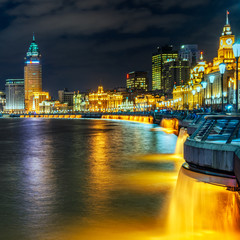 landmarks of Shanghai with Huangpu river in China.