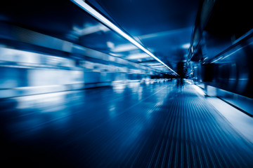 Blurred Motion Of Train In Subway Station of Nanjing,China.