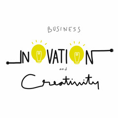 Business innovation and creativity word illustration on white background