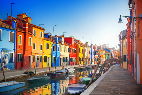 Fototapeta Kolorowi domy w Burano, Wenecja, Włochy