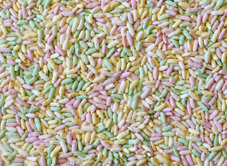 texture color, sweet puffed rice