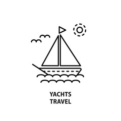 Vector logo design with yacht isolated on white.